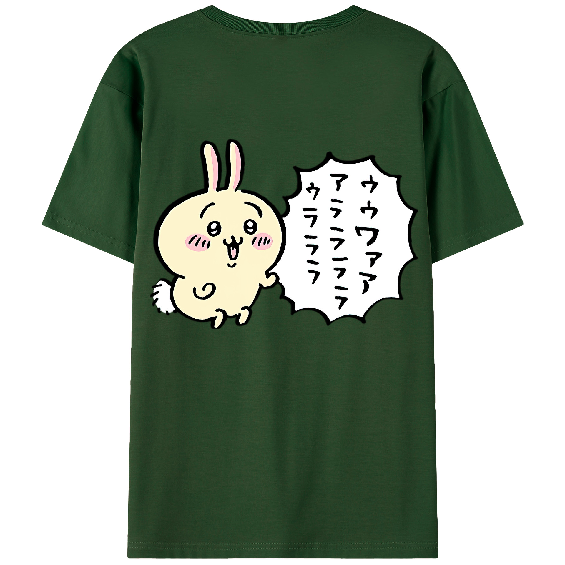 （画像用） ちいかわ うさぎ Chii-kawa usagi 綿100％半袖Tシャツ（背面プリント）